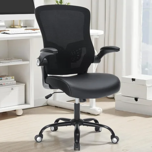 Vista 9 de Silla de oficina, silla de escritorio ergonómica con soporte lumbar ajustable, silla giratoria de malla transpirable para computadora