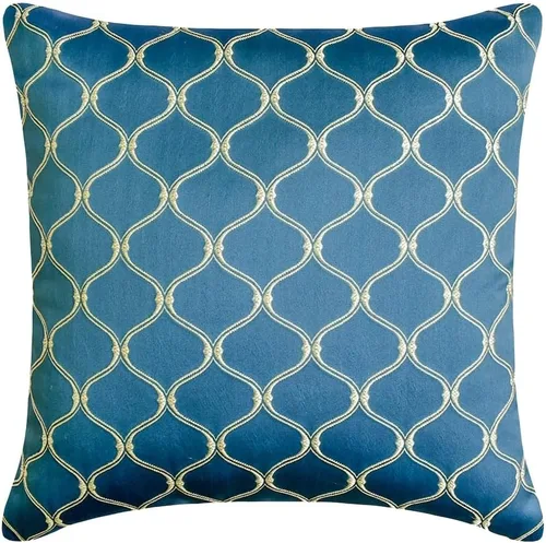Vista 30 de The HomeCentric Fundas de almohada decorativas azules de 12 x 12 pulgadas (11.8 x 11.8 in), acolchadas de jacquard y almohadas bordadas para sofá