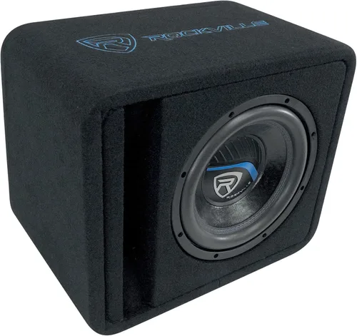 Vista 8 de Rockville VS10K54 - Caja de subwoofer de 10 pulgadas K5 de 1200W para coche, recinto ventilado precargado, 4 Ohm, 600W de programa/300W RMS, MDF