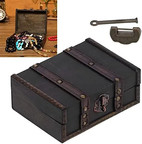Vista 5 de Yosoo Caja de almacenamiento de madera caja de joyería retro organizador de artículos de escritorio se utiliza como caja de joyería caja de regalo