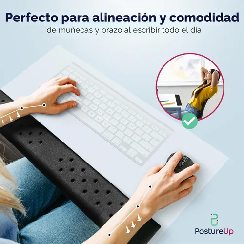 Vista 8 de EdgeRest PostureUp - Reposamuñecas largo en forma de L para codo, antebrazo y muñeca, soporte cómodo para mesa o escritorio, antideslizante, Negro