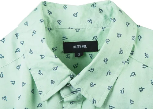 Vista 3 de Men's Premium Polka Dot Print Casual Shirt Short Sleeve Cotton Shirts