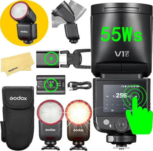 Vista 11 de GODOX V1 Mid S TTL Godox Flash para Sony, 7.2V/2200mAh 55Ws Flash de cabeza redonda