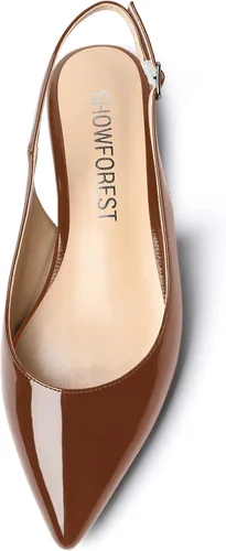 Vista 3 de Women's Slingback Office Patent Pointed Toe Flats Sandals Casual Dress Shoes