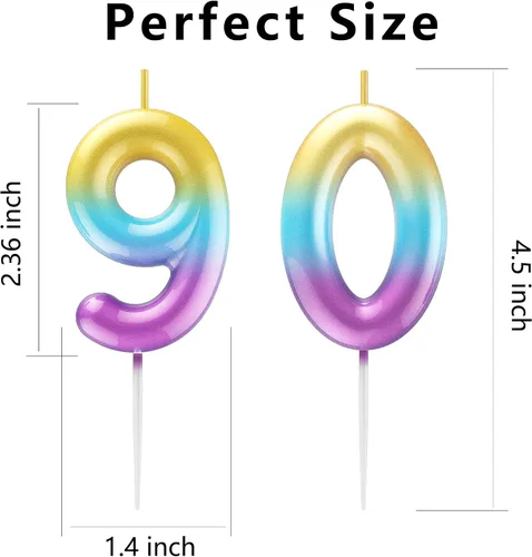 Vista 199 de Velas de número 9 arcoíris con número 3D para decoración de fiesta de pastel de cumpleaños, suministros de celebración de aniversario de boda