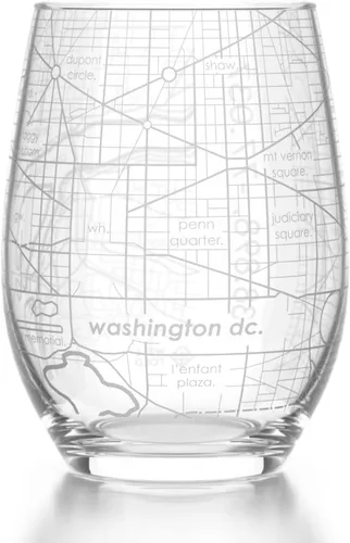Vista 38 de Well Told Copa de vino sin tallo grabada con mapa de Atlanta, Georgia (15 oz, transparente) - Mapa de ciudad grabado, vaso personalizado, regalos