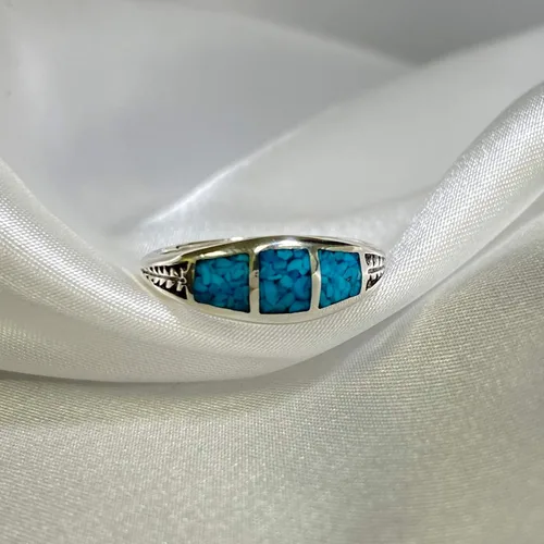 Vista 4 de Southwestern Style Turquoise Gemstone 925 Sterling Silver Ring for Women