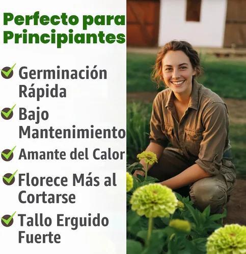 Vista 5 de HOME GROWN Envy Zinnia Seeds, 1000 Semillas, Zinnia elegans