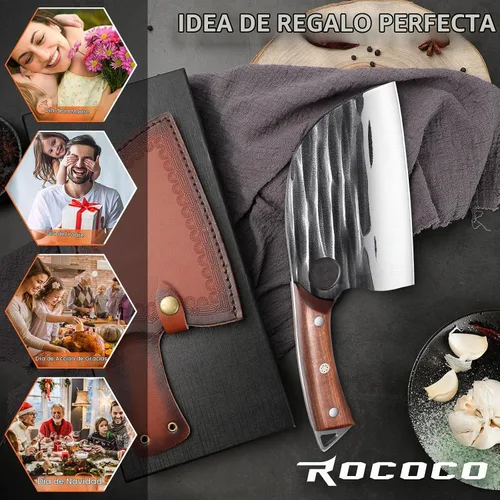 Vista 7 de ROCOCO Cuchillo de chef japonés serbio - Cuchillo vikingo de carnicero