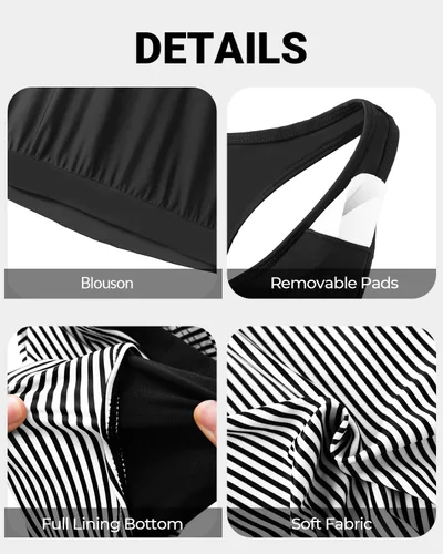 Vista 5 de Yonique Women Two Piece Tankini Blouson Swimsuit Bathing Suits Racerback Swim Tank Tops with Bottoms Tummy Control Swimwear