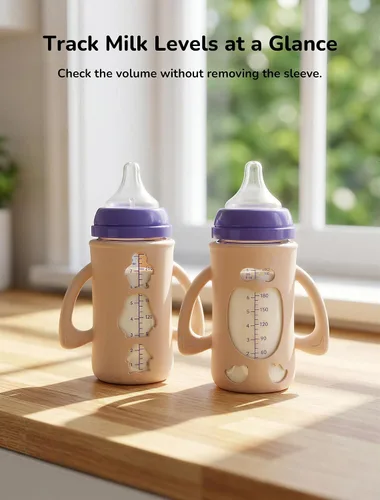 Vista 6 de Paquete de 3 fundas de silicona para botellas de vidrio Lansinoh de 8 oz