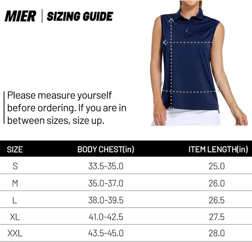 Vista 7 de MIER Polo de golf sin mangas para mujer, con cuello de tenis, secado rápido, UPF 50+