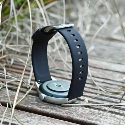 Vista 118 de BISONSTRAP Correas de reloj de silicona, correas de reloj delgadas con liberación rápida, 0.787 in, negro con hebilla negra