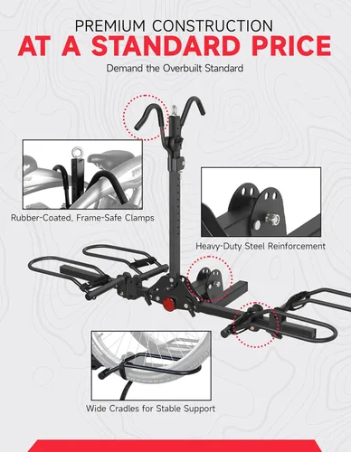 Vista 4 de Young - Portabicicletas para 2 bicicletas, plataforma para montaje en autos, camiones y minivans, compatible con bicicletas con ruedas de hasta 5