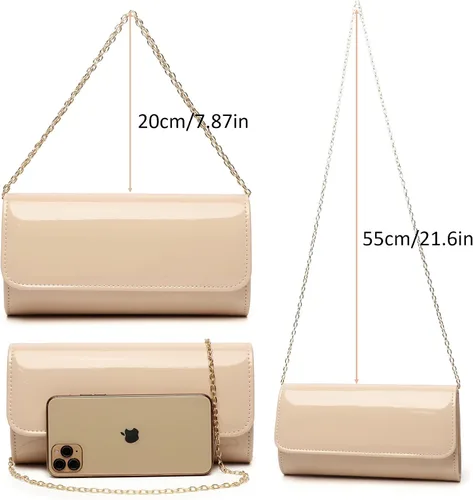 Vista 5 de Patent Leather Envelope Clutch Womens Evening Handbag Stylish Shoulder Bag Purse for Christmas Wedding Party Prom