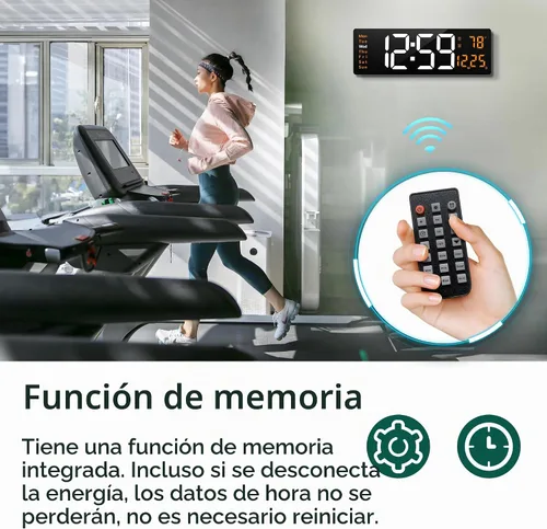 Vista 6 de LEIKE Reloj de pared digital grande de 16 pulgadas, control remoto, 2 alarmas, pantalla LED, DST automático, reloj de luz nocturna moderno de Reloj
