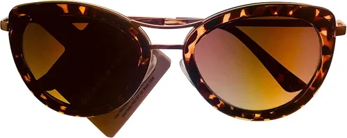Vista 4 de Lucky Brand Gafas de sol de plástico tipo ojo de gato para mujer, luna de lente marrón, Carey