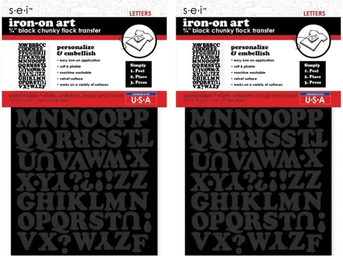 Vista 9 de SEI - Letras gruesas de transferencia para planchar, 9-170 -3/4 pulgadas, color negro, 1 hoja