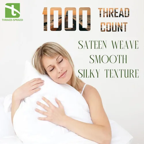 Vista 4 de Twin Size 4-Piece Sheet Set 1000 Thread-Count 100% Egyptain Cotton, 1000TC Soft, Breathable, Long-Staple Cotton Sateen Weave, Fits 19 Inches Extra