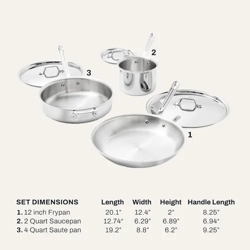 Vista 2 de All-Clad Juego de utensilios de cocina de acero inoxidable D3, 6 piezas