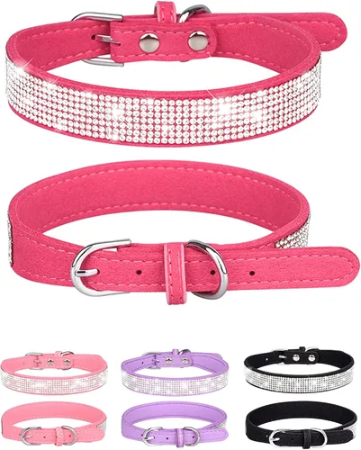 Vista 11 de Bling - Collar de perro para perros pequeños, medianos y grandes, collares de perro con corona de diamantes de imitación para perros hembra y macho
