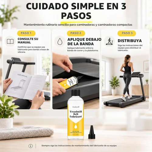Vista 6 de Lubricante de silicona 100% de alta calidad, 4 onzas para lubricación de cinta de correr, aceite lubricante fácil de aplicar, adecuado para casi