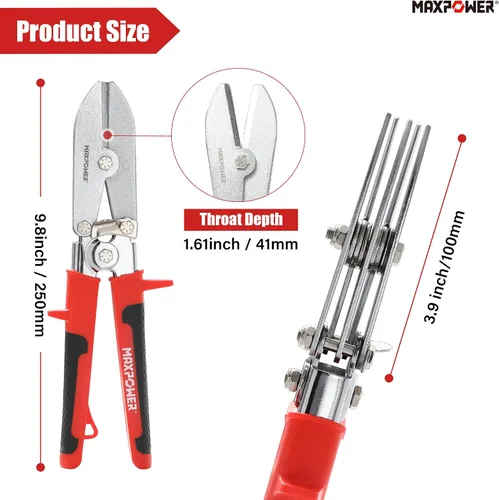 Vista 2 de MAXPOWER Crimpadora de chapa metálica, herramienta de crimpado de conductos de 5 cuchillas, herramienta Hvac de 9.8 pulgadas para conductos de acero