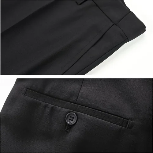 Vista 7 de KUDORO Trajes de doble botonadura para hombre, traje de esmoquin de 2 Negro