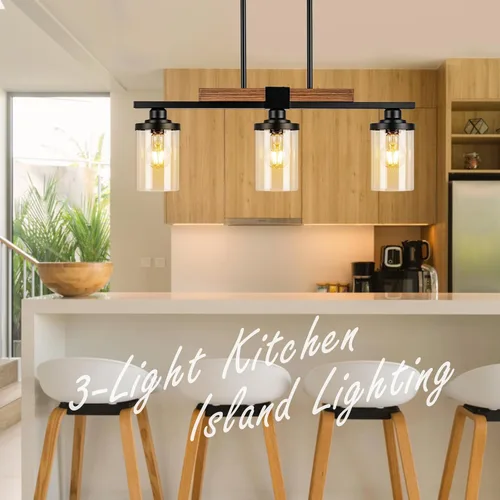 Vista 7 de VenzBlomia - Lámpara colgante de 3 luces para isla de cocina con altura ajustable