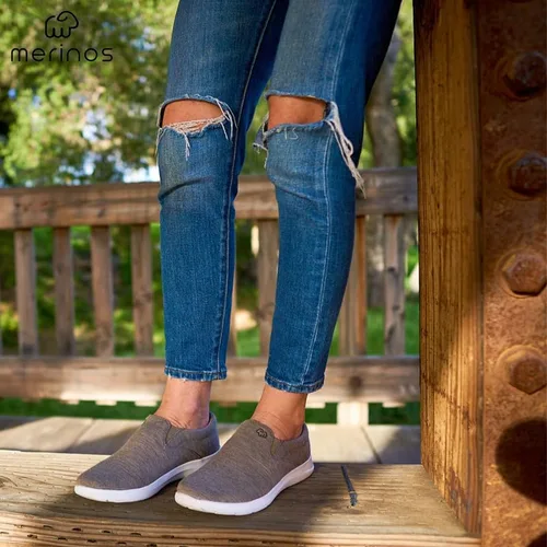 Vista 3 de Merinos Zapatos deportivos de moda para mujer, zapatos casuales sin cordones, hechos con lana australiana, zapatos de tenis ligeros y duraderos