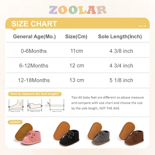 Vista 6 de Zoolar Botas de nieve unisex cálidas para bebé, piel recién nacida, con cordones en el tobillo, suela de textura de goma antideslizante, zapatos