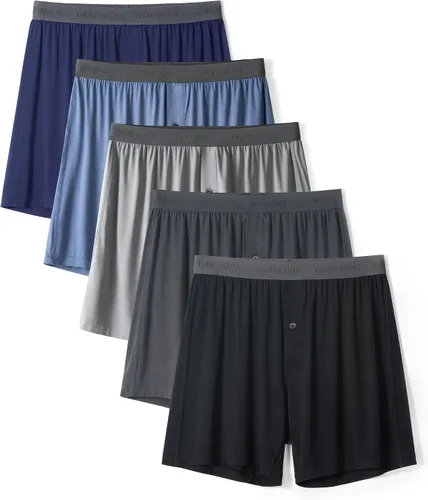 Vista 18 de DAVID ARCHY Calzoncillos tipo bóxer de rayón de bambú para hombre, transpirables, refrescantes, con cierre de botón, ropa interior de ajuste