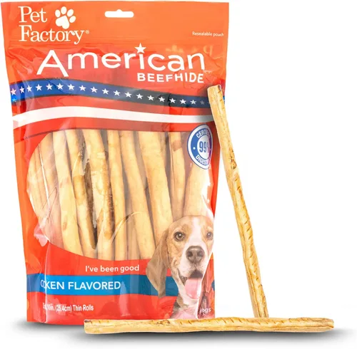 Vista 18 de Pet Factory American Beefhide - Rollos de chips de 5 pulgadas para perros, sabor a carne de res y pollo, 50 unidades/1 paquete