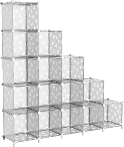 Vista 9 de UNKU Organizador de almacenamiento de cubos, 3 cubos organizadores de armario, estantes de almacenamiento, estantería apilable para bricolaje