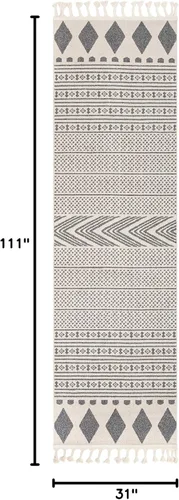 Vista 2 de Well Woven - Tapete con diseño de enrejado marroquí, color azul claro
