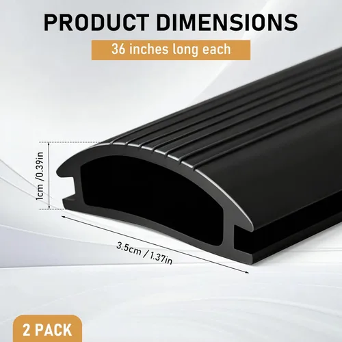Vista 2 de 2 piezas de repuesto de vinilo de 36 pulgadas para umbrales de aluminio de altura ajustable con sellos de 1-5/16 x 3/8 insertos de repuesto de Negro