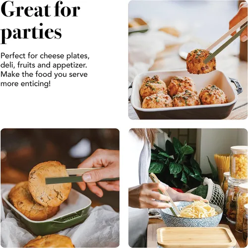 Vista 6 de Party Essentials Mini pinzas verdes desechables de bambú, utensilios para servir tostadas, 6 pulgadas de longitud, 50 unidades, natural