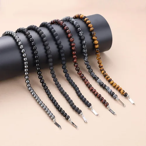 Vista 6 de GAVU Collar de cuentas de gemas semipreciosas de 8mm para hombres, collares de cristal curativos para hombres