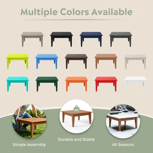 Vista 6 de Ashore - Mesa de centro para exteriores, 32 pulgadas para todo tipo de clima, de madera de polietileno Adirondack, mesa auxiliar cuadrada para Teca