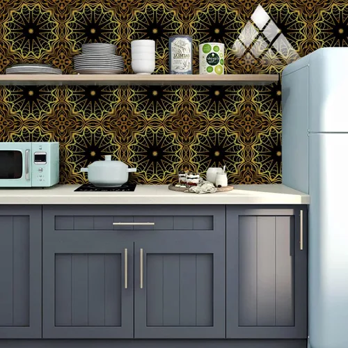 Vista 2 de 10 hojas de calcomanías para azulejos de 6 x 6 pulgadas, vinilo impermeable para cocina, baño, ducha, decoración de pared