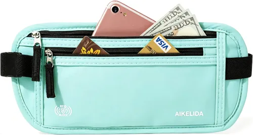 Vista 8 de Cinturón de dinero para pasaporte para mujeres y hombres - Cartera de viaje Negro