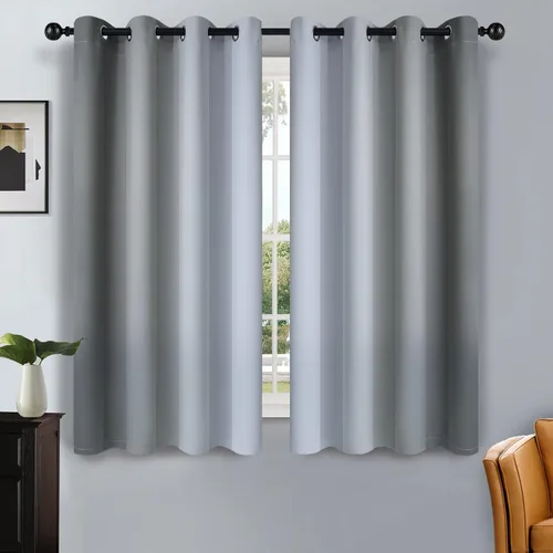 Vista 153 de SimpleHome Cortinas degradadas degradadas para oscurecer la habitación de 36 pulgadas de largo para dormitorio, con ojales y bloqueo de luz Negro