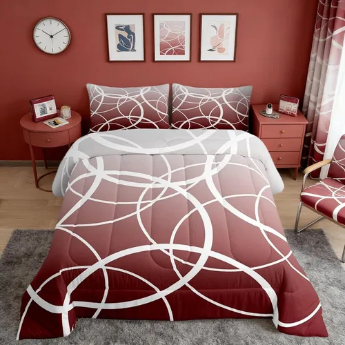 Vista 25 de Castle Fairy Juego de edredón con estampado azteca occidental, juego de ropa de cama geométrica a rayas marrones para niños y adolescentes