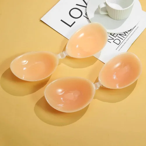 Vista 4 de LiinBeiiLiaa (2 piezas) Brasier adhesivo, sin tirantes, brasier sin espalda, brasier adhesivo push up, sujetadores de silicona invisibles para mujer