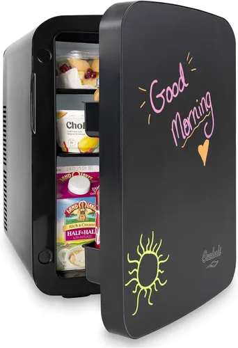 Vista 2 de Cooluli minirefrigerador de 15 L con pizarra magnética - refrigerador pequeño portátil para viajes, auto y oficina, V15LE2BK