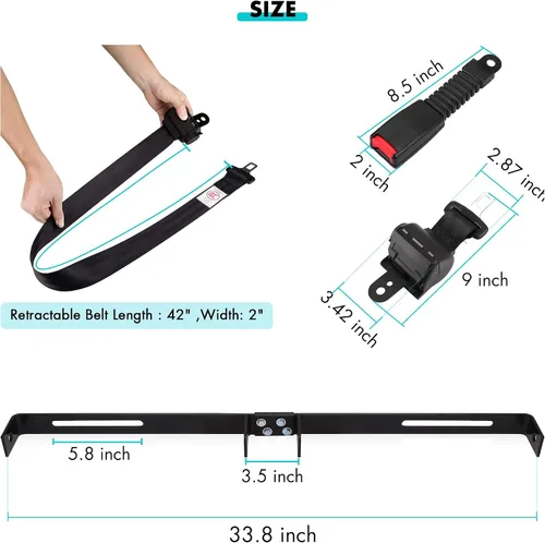 Vista 7 de 10L0L Kit de cinturón de seguridad para carrito de golf, paquete de 2 unidades de 42 pulgadas retráctiles con soporte para Yamaha/DS/EZGO TXT/RXV