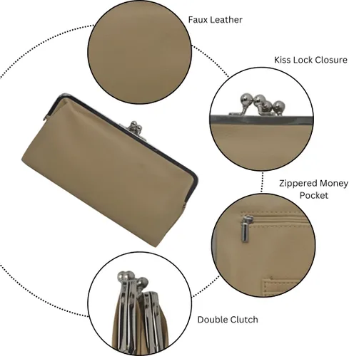 Vista 6 de Monedero de embrague de estilo vintage de doble marco, cartera de viaje para mujer