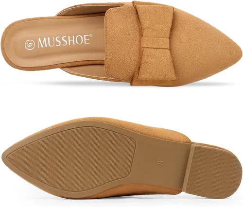 Vista 6 de MUSSHOE Mules para mujer, cómodos, puntiagudos, sin cordones, zapatos planos