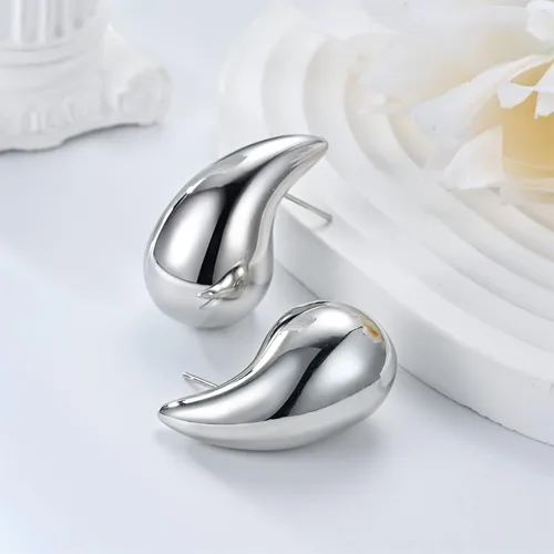 Vista 5 de Aretes de lágrima para mujer, aretes de aro de oro para mujer, aretes de plata para mujer, aretes de tuerca de moda