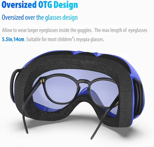 Vista 6 de Gafas de esquí para niños grandes de 6 a 14 años de edad, jóvenes, OTG de gran